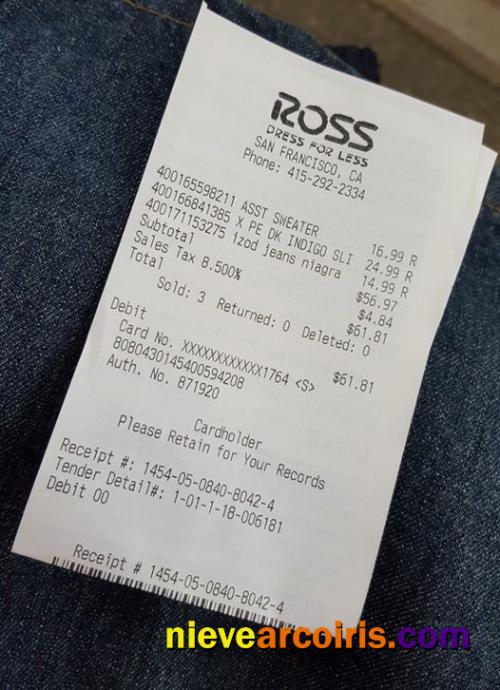Ross store payment receipt